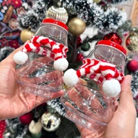 Bouteille en plastique PET en forme de sapin de Noël, jetable, pour jus, thé au lait, biscuits, bonbons, collations, pot de rangement, conteneur décoratif pour fête