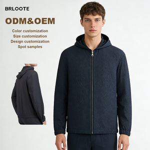 Blouson Bomber Décontracté Homme BRLOOTE à Capuche, Teint Uni, Respirant, Écologique, Fermeture Éclair Avant, Logo - Product Image 2