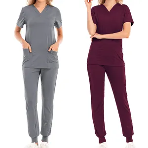 Conjunto de enfermagem em tecido respirável, uniforme de hospital para enfermagem, ecológica, confortável, para mulheres