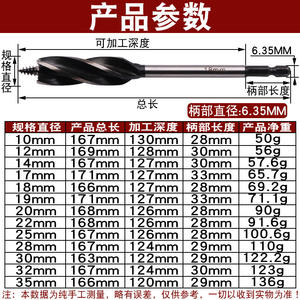 ดอกสว่านเจาะรูแบบมืออาชีพ เหล็กกล้าคาร์บอน 3 แฉก แบบแบน ขนาดนิ้ว สำหรับงานเจาะรูไม้ ประตู ล็อค ลิ้นชัก - Product Image 4