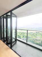 Puerta Plegable de Doble Vidrio Templado, Insonorizada, Resistente al Viento, Aislamiento Térmico, Rotura Térmica, Moderna, para Apartamentos, Villas y Centros Comerciales