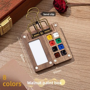 Set de Pintura de Acuarela <span class=keywords><strong>en</strong></span> Miniatura, Caja de <span class=keywords><strong>Madera</strong></span> de Nogal, Portátil y Compacto para Dibujar, Pintar y Mezclar Colores <span class=keywords><strong>en</strong></span> Viajes - Product Image 1