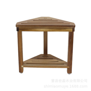 Tabouret de salle de bain en bois Shi Miao à double niveau avec rangement, antidérapant, siège de douche creux pour utilisation en coin de baignoire - Product Image 5