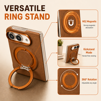 Étui de téléphone pliable en cuir PU pour iPhone Duo 360 avec support anneau, logo personnalisé, fabrication OEM