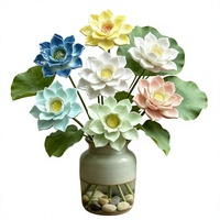 Fleur artificielle en forme de bourgeon de lotus, faite à la main, pour photographie, accessoires de fleurs artificielles, plante en céramique, pour aménagement paysager de scène, fausse plante