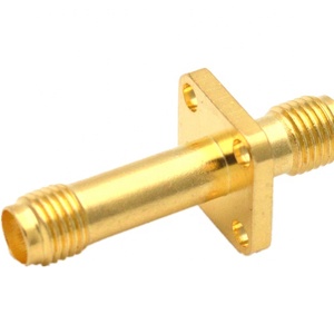 Customization High Frequency Connectors SMA-KKF Extended 50Ohm SMA External Thread Hole With Flanged <b>Double</b> Pass - Product Image 1