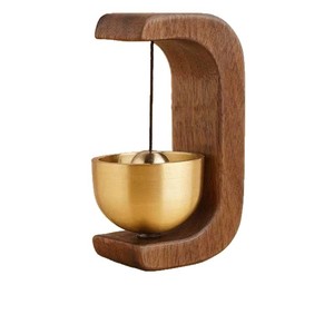 Sonnette en bois de qualité supérieure avec cloche en cuivre, fermeture magnétique, style vintage, décoration murale - Product Image 2