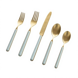 Wholesale Luxury Custom Stainless Steel Flatware Party Restaurant Plated Gold 4PCS Cutlery Set <b>Star</b> Crafts India Model - Product Image 1