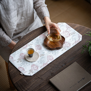 Guanlan Brocade Tea Mat Waterproof Chinese Style Zen Dry Brewing Fabric Table <b>Runner</b> Small Size Home Decor - Product Image 3