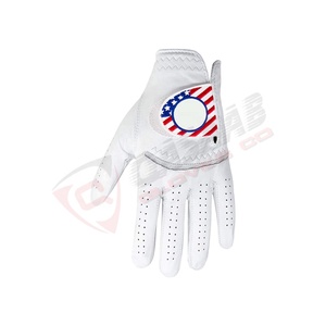 USA-American-Flag Printings Femmes Vente en gros Cuir souple Couleur blanche Respirant Anti-dérapant Gants de golf professionnels à deux mains - Product Image 4