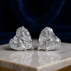 Boucles d'oreilles en diamant taille cœur E1153, or blanc, couleur D naturelle, certifiées GIA, bijoux de style classique pour femmes, pour fiançailles - Product Image 2