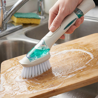 Dispensador de Jabón para Cocina con Cepillo para Platos, Depósito Antiderrames y Cabezal de Doble Esponja para Limpiar Ollas, Sartenes y Fregaderos