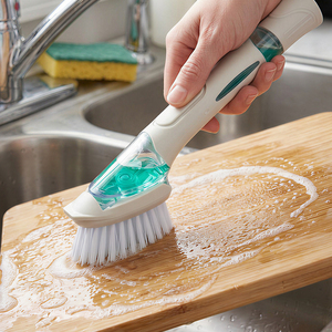 Spazzola per piatti <span class=keywords><strong>con</strong></span> dispenser di sapone da cucina, <span class=keywords><strong>serbatoio</strong></span> anti-perdita e doppia testa in spugna per la pulizia di pentole, padelle e lavelli - Product Image 3