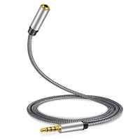 Langlebiges 3,5-mm-Koaxialkabel mit vergoldeter, geflochtener Abschirmung, PVC-Audio-Verlängerungskabel, Stereo-Aux, 4-polig, für Kopfhörer/Mikrofon/Lautsprecher