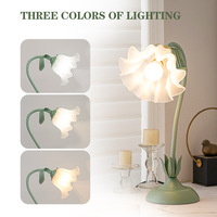 Lampe de chevet décorative réglable pour chambre à coucher romantique, motif fleurs rurales