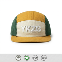 Cappellino da Baseball da Uomo Personalizzato con Logo, 5 Pannelli, Ricamo 3D, Non Strutturato, Patchwork Tricolore, Visiera Piatta, Produzione all'Ingrosso
