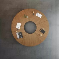 Table de conférence ronde en bois massif de style minimaliste, mobile, modulaire, pliable, pour négociations, formations et réunions, pour bureau