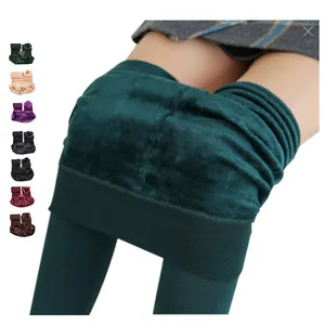 Tight Breathable Sustainable Yoga Winter Warm Solid Color Velvet High Waist Stretchy Butt Scrunch Leggings For Women Pants Suit