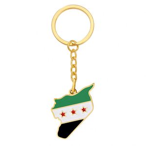 Llavero al por mayor con dije esmaltado de la bandera de Siria libre y colgante esmaltado chapado en oro con mapa de Siria - Product Image 5