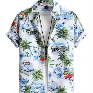 Nuevo diseño 100% poliéster playa camiseta playa ropa de baño camisa de hombre peso ligero sublimación impresión camiseta