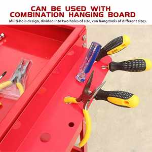 Chariot à outils en acier à roulettes à 3 niveaux, chariot de réparation, chariot d'atelier, armoire de rangement de <span class=keywords><strong>garage</strong></span>, organisateur, plaque à trous suspendus, boîte à pièces - Product Image 4