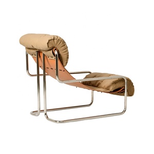 <span class=keywords><strong>Fauteuil</strong></span> inclinable moderne minimaliste en acier inoxydable et <span class=keywords><strong>cuir</strong></span>, confortable, pour salon - Product Image 4