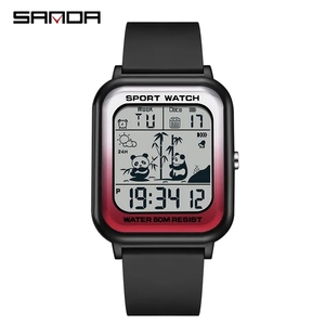 Montre numérique pour homme Sanda 6120, marque haut de gamme, bracelet en TPU, <span class=keywords><strong>5</strong></span> <span class=keywords><strong>ATM</strong></span>, sport tendance, plusieurs fuseaux horaires, montres à quartz, résistantes aux chocs - Product Image 2