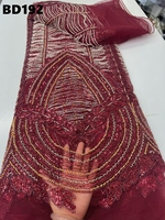 Tissu en dentelle marron à sequins et perles, brodé, prix d'usine, pour robe de soirée de Dubaï