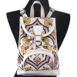 Mochila kilim turca auténtica con tela de chenilla azul y patrón de guante de Turquía - Product Image 1