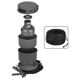 Ensemble de casseroles de camping pour 5-6 personnes pliantes en aluminium couvercle en acier inoxydable portable en aluminium 3 pièces Kit de désordre en étain - Product Image 2