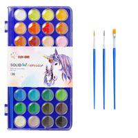 Palette de peintures à l'aquarelle avec pinceau, ensemble de 16 couleurs pour adultes et enfants, fournitures d'art pour débutants et professionnels