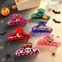 Pinces à cheveux en acrylique Halloween, grandes pinces antidérapantes en forme de citrouille, chauve-souris, crâne, toile d'araignée, accessoires de cheveux pour femmes pour les fêtes