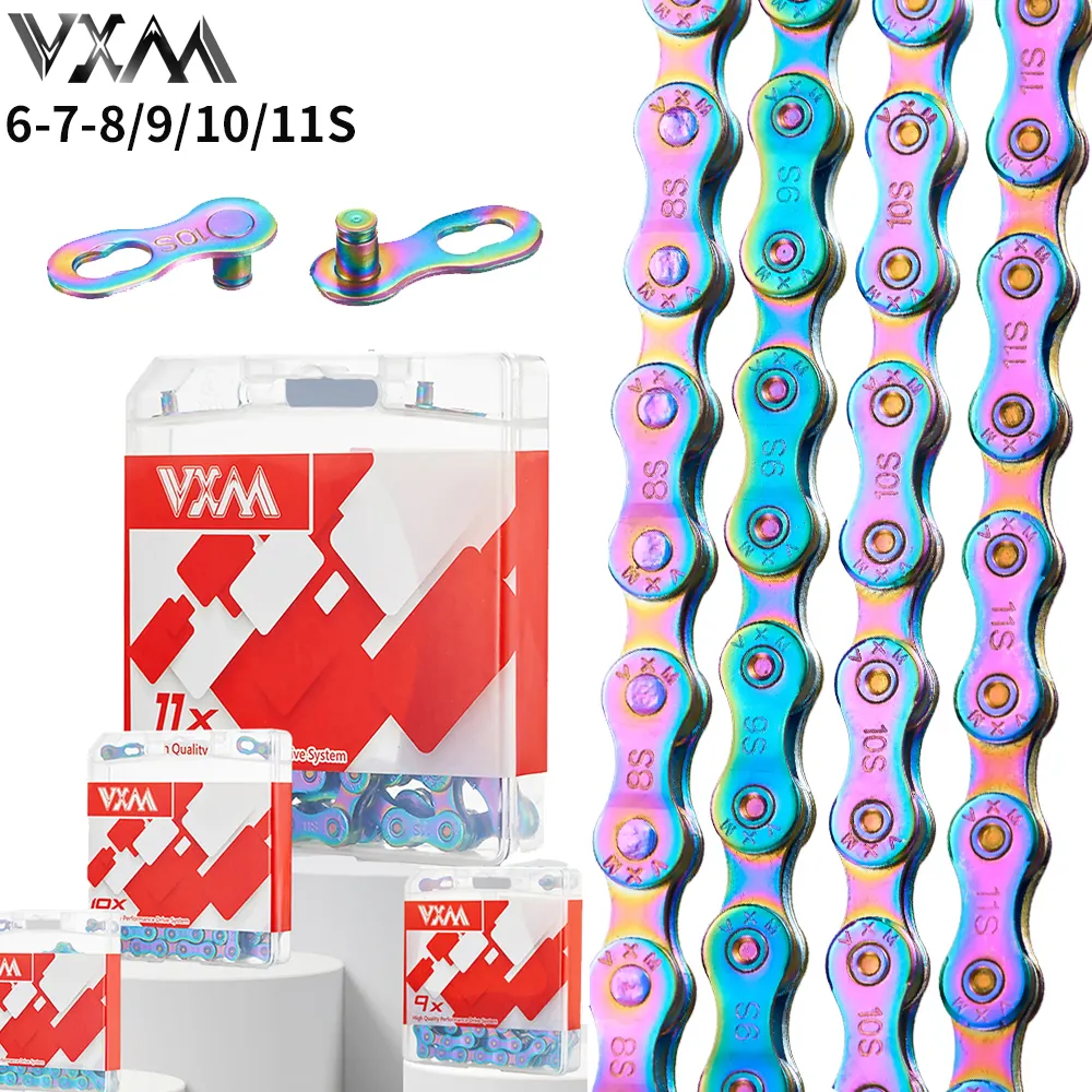 VXM инструмент для демонтажа цепи велосипеда (8, 9, 10, 11, скорость полностью гальваническим красочные MTB дорожный велосипед 116 звеньев цепи 21 24 27 30 33S цепи деталь для велосипеда