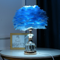 Nouvelle Lampe de Table 220V en Cristal et Plumes, Style Européen, Simple, Ambiance Romantique Féerique, Lampe de Chevet Nordique Minimaliste pour Bureau