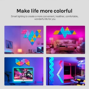 Smart Home <b>Light</b> ABS Triangle LED Panels RGBIC Game Sync Atmosphere White Wall <b>Lights</b> Voice <b>Control</b> Minimalist Apartment Bar - Product Image 5
