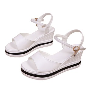 Women European and American Style Wedge Sandals Summer New Thick Sole Color <b>Block</b> Big Fish Mouth Roman Sandals Wholesale - Product Image 5