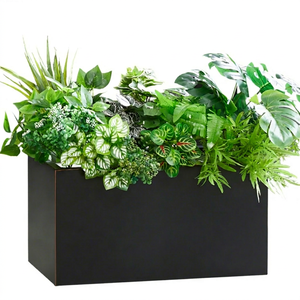 Contemporary Black Galvanized Steel <b>Square</b> Eco-Friendly Planter Outdoor Large Flower <b>Pot</b> Sturdy Decor Garden Porch Mall Home - Product Image 1
