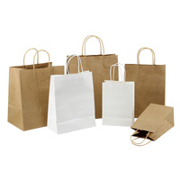 Logo personnalisé blanc marron noir emballage de restauration rapide cadeau à emporter artisanat shopping sac en papier avec poignées