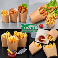 Mini boîte à frites de 4 oz en papier kraft de qualité alimentaire, jetable et résistante à la graisse, pour la restauration rapide
