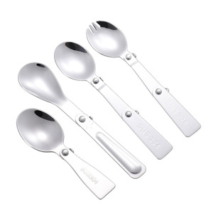 Cuillère et fourchette pliantes en acier inoxydable 304, couverts portables pour le camping en plein air, pour les étudiants, pour les voyages - Product Image 5