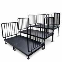 Plateforme de scène pliable en aluminium à deux niveaux, noire, antidérapante, pour événements, conférences, expositions, spectacles