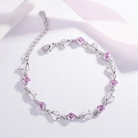 Bracelet pour femme en alliage de cuivre incrusté de zircon en forme de cœur, de haute qualité, exquis et élégant, pour accessoires quotidiens