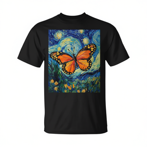 T-shirt Butterfly Van Gogh Style Starry Night pour adulte unisexe noir - Product Image 2