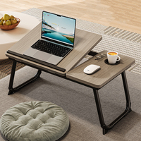 Bureau d'ordinateur pliable | Bureau simple de chambre réglable en hauteur | Bureau d'ordinateur portable avec porte-gobelet