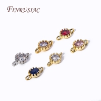 6 couleurs laiton plaqué or 18 carats et zircon 2 trous ronds connecter pendentifs à breloques pour bricolage boucle d'oreille accessoires de fabrication de bijoux