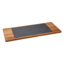 Custom/Wholesale Rectangle Acacia Wood and Black Slate Cutting Board Stone Cheese Board Food Sushi Vegetable Chopping Blocks