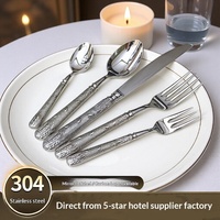 Ensemble de couverts vintage en acier inoxydable gaufré, poli miroir, argenté, pour la décoration de table à manger à la maison, les mariages et les banquets