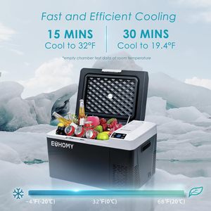 EUHOMY 24Qt Electric Cooler 12V 24V DC 100-240V AC Car Fridge With App Control Multifunction <b>Refrigerator</b> BlackWhite - Product Image 4