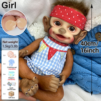 Poupée Reborn Singe en Silicone de 16 Pouces, Corps Entier, Peau Douce, Yeux 3D Réalistes, Corps Lesté, Cadeau Compagnon pour Enfants, Jouet de Collection pour Adultes