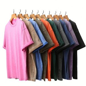 T-shirt décontracté oversize en coton 230g, style vintage délavé, imprimé effet neige, coupe ample et épaules dénudées, manches courtes - Product Image 5